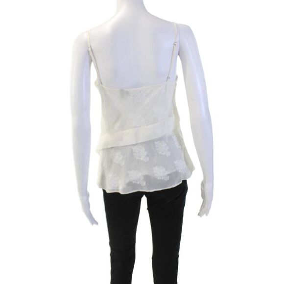 Theory Womens Silk Embroidered Crossover V Neck Tank Top White Size Small - Picture 3 of 5